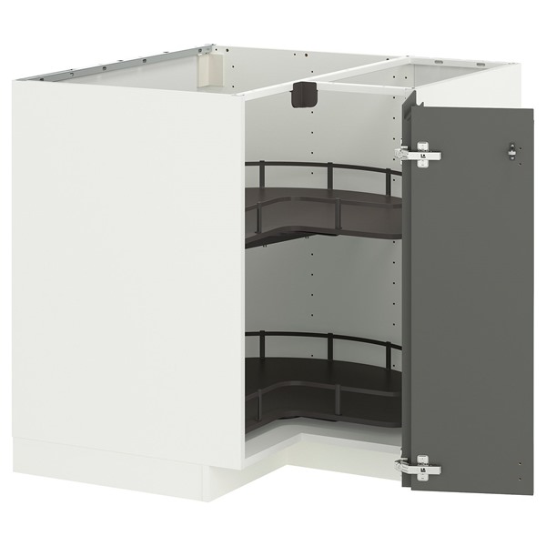 [IKEA/イケア/通販]METOD メトード コーナーベースキャビネット 回転式収納付き, ホワイト/ヴォックストルプ ダークグレー, 88x88x80 cm[4](a)(89584715)｜WEBYセレクション　店