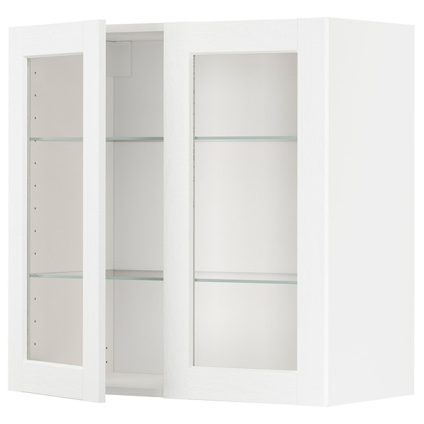 [IKEA/イケア/通販]METOD メトード ウォールキャビネット 棚板/ガラス扉2枚付き, ホワイト エンコーピング/ホワイト 木目調, 80x37x80 cm[6](a)(09474004) 30,477円