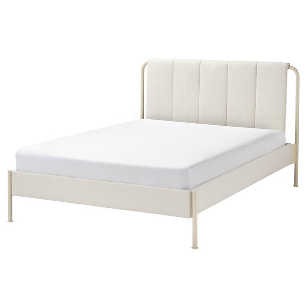 [IKEA/イケア/通信販売]TALLASEN テルオーセン ファブリックベッドフレーム, ク―ルスタ ともし火ベージュ/リルヘラン, 140x200 糎[3](a)(99619229)