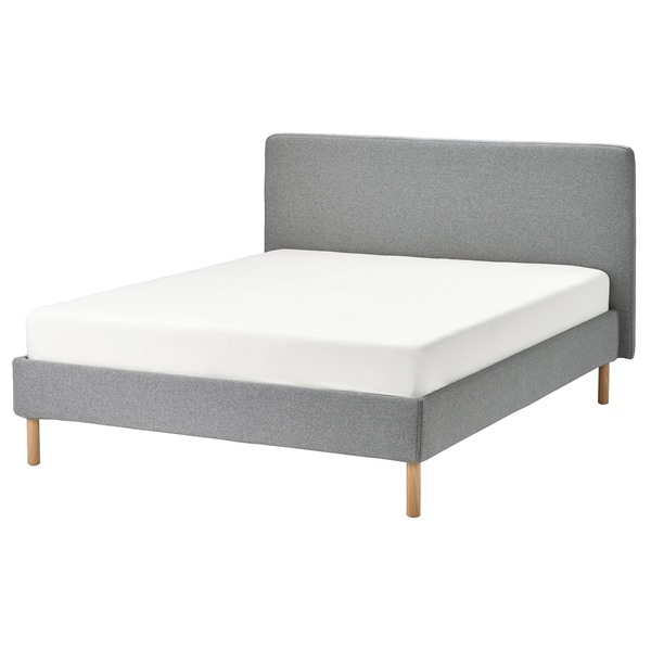 [IKEA/イケア/通信販売]TARNKULLEN テルンクレン ファブリックベッドフレーム, ティッブレビ ベージュ/薄墨色/ルーローイ, 160x200 珊[4](a)(99564340)