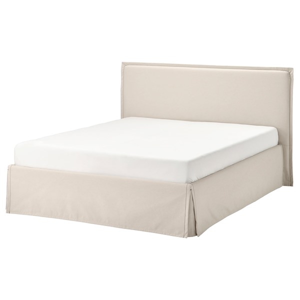 [IKEA/イケア/通信販売]TARNKULLEN テルンクレン ファブリックベッドフレーム, ヴィースレ ベージュ/ルーローイ, 160x200 珊[4](a)(99564364)