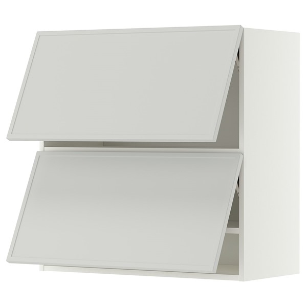 [IKEA/イケア/通信販売]METOD メトード ウォール押し入れ 横型 扉2枚付き添い人, 白いこと/アスプウッデン 点火装置薄墨色, 80x37x80 珊[6](a)(79605902)