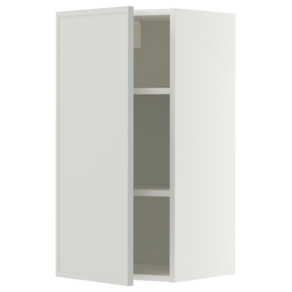 [IKEA/イケア/通販]METOD メトード ウォールキャビネット 棚板付き, ホワイト/アスプウッデン ライトグレー, 40x37x80 cm[4](a)(19606264)