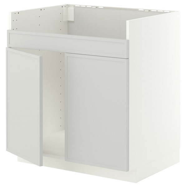 [IKEA/イケア/通信販売]METOD メトード 軍事基地押し入れ HAVSEN/ハーヴセン ダブルボウルシンク用, 白いこと/アスプウッデン 点火装置薄墨色, 80x60x80 珊[7](a)(49604131)