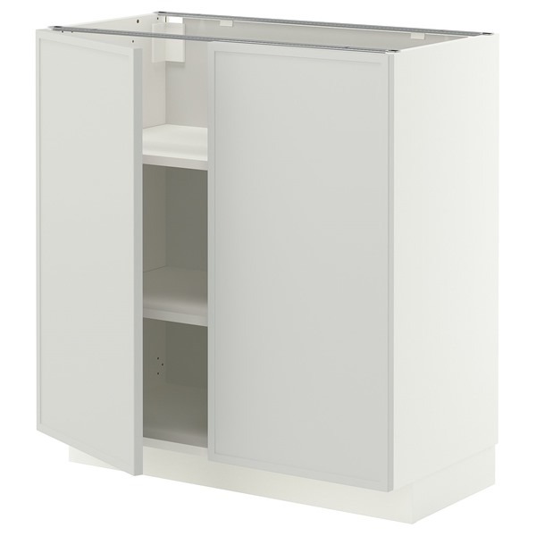 [IKEA/イケア/通販]METOD メトード ベースキャビネット 棚板/扉2枚付き, ホワイト/アスプウッデン ライトグレー, 80x41x80 cm[6](a)(39604122)