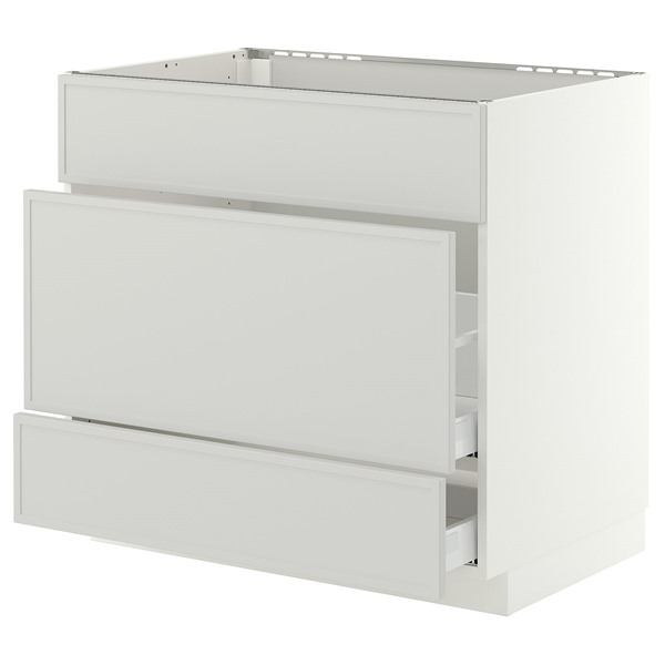 [IKEA/イケア/通信販売]METOD メトード / MAXIMERA マキシメーラ 軍事基地押し入れ シンク用+抽き出し向こう正面3枚/抽き出し2個, 白いこと/アスプウッデン 点火装置薄墨色, 90x60x80 糎[7](a)(49605965)