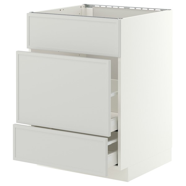 [IKEA/イケア/通信販売]METOD メトード / MAXIMERA マキシメーラ 軍事基地押し入れ シンク用+抽き出し向こう正面3枚/抽き出し2個, 白いこと/アスプウッデン 点火装置薄墨色, 60x60x80 珊[7](a)(69604936)