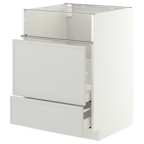 [IKEA/イケア/通販]METOD メトード / MAXIMERA マキシメーラ ベースキャビネット コンロ/フィッシュグリル/引き出し2個, ホワイト/アスプウッデン ライトグレー, 60x60x80 cm[6](a)(69604984)