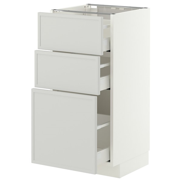 [IKEA/イケア/通販]METOD メトード / MAXIMERA マキシメーラ ベースキャビネット 引き出し3段付き, ホワイト/アスプウッデン ライトグレー, 40x41x80 cm[7](a)(69605506)