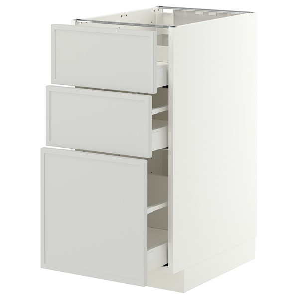 [IKEA/イケア/通信販売]METOD メトード / MAXIMERA マキシメーラ 軍事基地押し入れ コンロ用/抽き出し向こう正面3枚/抽き出し3個, 白いこと/アスプウッデン 点火装置薄墨色, 40x60x80 珊[7](a)(69606191)