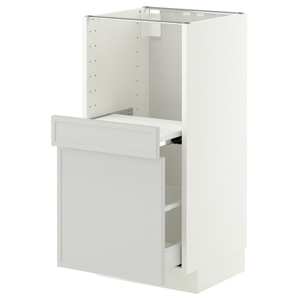[IKEA/イケア/通販]METOD メトード / MAXIMERA マキシメーラ ベースキャビネット 引き出し式シェルフ/引き出し付き, ホワイト/アスプウッデン ライトグレー, 40x41x80 cm[5](a)(99604379)