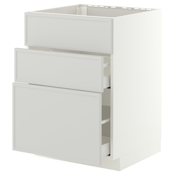 [IKEA/イケア/通信販売]METOD メトード / MAXIMERA マキシメーラ 軍事基地押し入れ シンク用+抽き出し向こう正面3枚/抽き出し2個, 白いこと/アスプウッデン 点火装置薄墨色, 60x60x80 珊[7](a)(69604371)