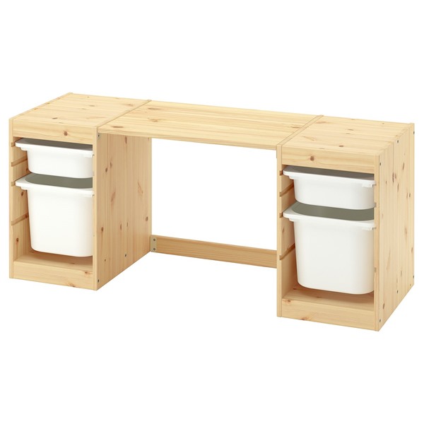 [IKEA/イケア/通販]TROFAST トロファスト デスク 収納ボックス付き, ライトホワイトステインパイン/ホワイト ホワイト, 124x44x53 cm[7](a)(99613864)