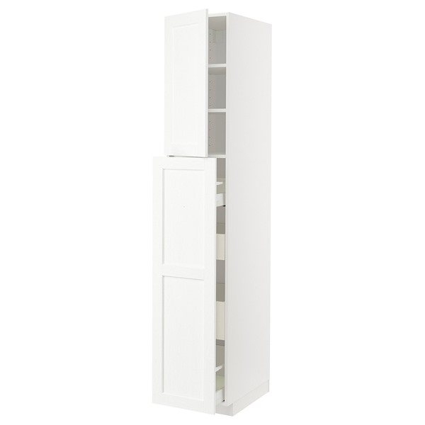 [IKEA/イケア/通販]METOD メトード / MAXIMERA マキシメーラ ハイキャビネット 引き出し式/引き出し4個/扉1枚/棚板2枚, ホワイト エンコーピング/ホワイト 木目調, 40x60x220 cm[12](a)(29474084)