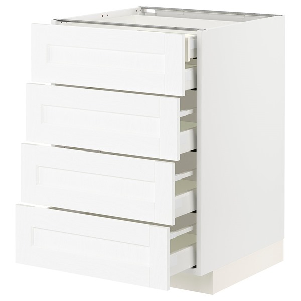 [IKEA/イケア/通販]METOD メトード / MAXIMERA マキシメーラ ベースキャビネット 引き出し前部4/引き出し低2/引き出し中3, ホワイト エンコーピング/ホワイト 木目調, 60x60x80 cm[11](a)(99473892)｜WEBYセレクション　店