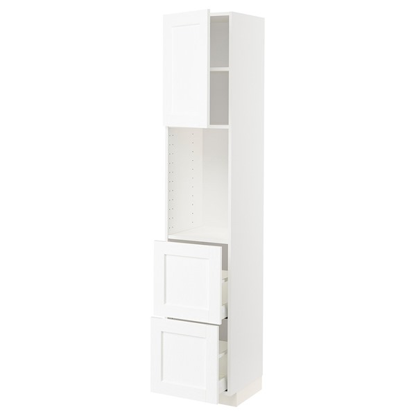 [IKEA/イケア/通販]METOD メトード / MAXIMERA マキシメーラ ハイキャビネット 棚板/引き出し2個付き, ホワイト エンコーピング/ホワイト 木目調, 40x41x200 cm[8](a)(09474160)｜WEBYセレクション　店