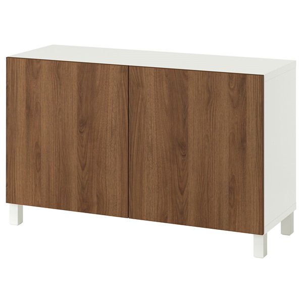 [IKEA/イケア/通販]BESTA ベストー 収納コンビネーション 扉付, ホワイト/ラップヴィーケン/ストゥッバルプ ウォールナット調, 120x42x74 cm[12](a)(69612192)