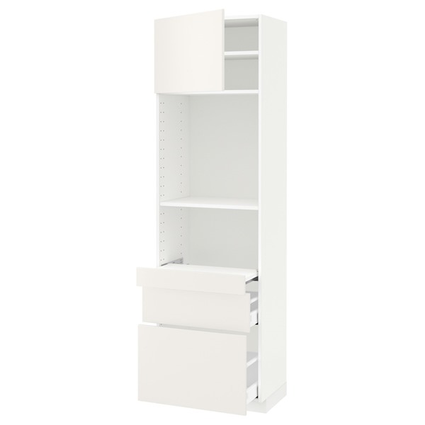 [IKEA/イケア/通販]METOD メトード / MAXIMERA マキシメーラ ハイキャビネット 引き出し式シェルフ/引き出し2個/扉付き, ホワイト/ヴェッディンゲ ホワイト, 60x41x200 cm[10](a)(69470550)｜WEBYセレクション　店