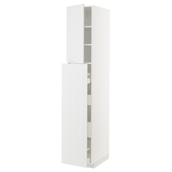 [IKEA/イケア/通販]METOD メトード / MAXIMERA マキシメーラ ハイキャビネット 引き出し式/引き出し4個/扉1枚/棚板2枚, ホワイト/ステーンスンド ホワイト, 40x60x220 cm[12](a)(79450740)｜WEBYセレクション　店