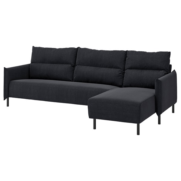 [IKEA/イケア/通信販売]MANNARP マッナルプ 4人掛け長いす 寝腰掛け付き添い人, サクセマーラ 黒いこと青碧[8](a)(59604079)