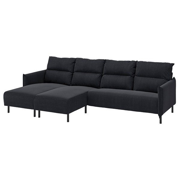 [IKEA/イケア/通信販売]MANNARP マッナルプ 4人掛け長いす 寝腰掛け付き添い人, サクセマーラ 黒いこと青碧[12](a)(09604091)