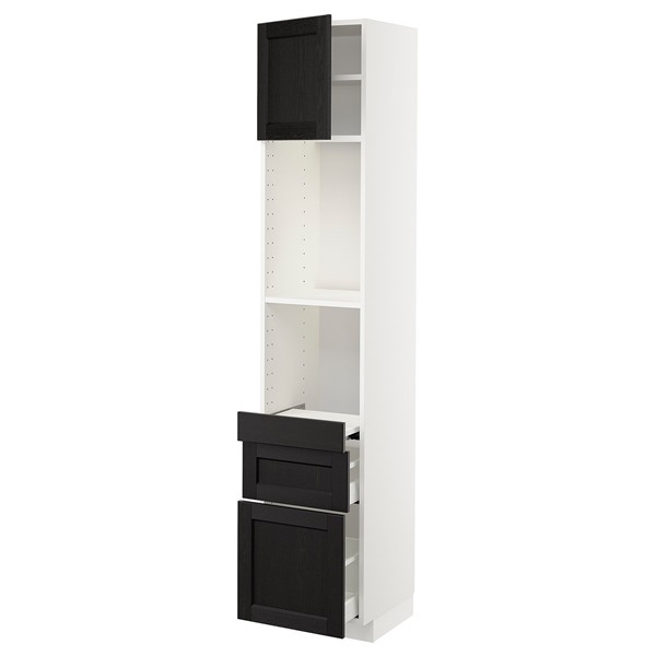 [IKEA/イケア/通信販売]METOD メトード / MAXIMERA マキシメーラ 御機嫌押し入れ 抽き出し式シェルフ/抽き出し2個/扉付き添い人, 白いこと/レルヒッタン ブラックステイン, 40x41x200 糎[10](a)(59447838)