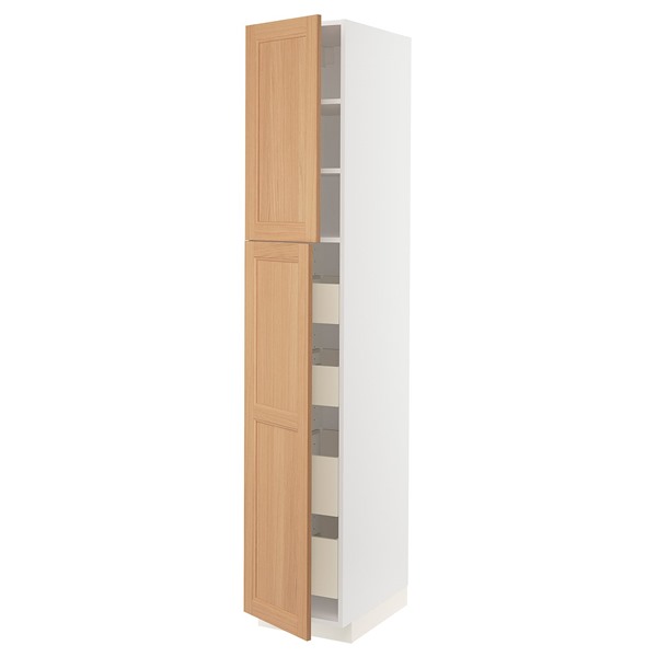 [IKEA/イケア/通販]METOD メトード / MAXIMERA マキシメーラ ハイキャビネット 扉2枚/棚板/引き出し4個付き, ホワイト/ヴェードハムン オーク, 40x60x220 cm[15](a)(49438679)｜WEBYセレクション　店 98,315円