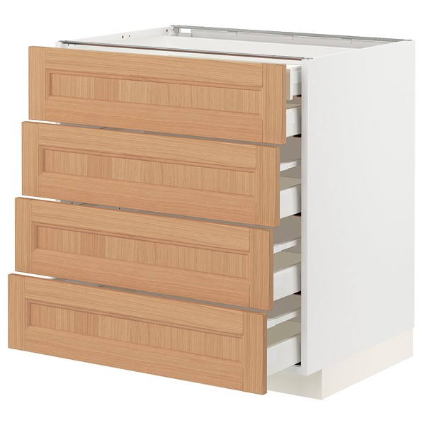 [IKEA/イケア/通販]METOD メトード / MAXIMERA マキシメーラ ベースキャビネット 引き出し前部4/引き出し低2/引き出し中3, ホワイト/ヴェードハムン オーク, 80x60x80 cm[11](a)(79438362)｜WEBYセレクション　店
