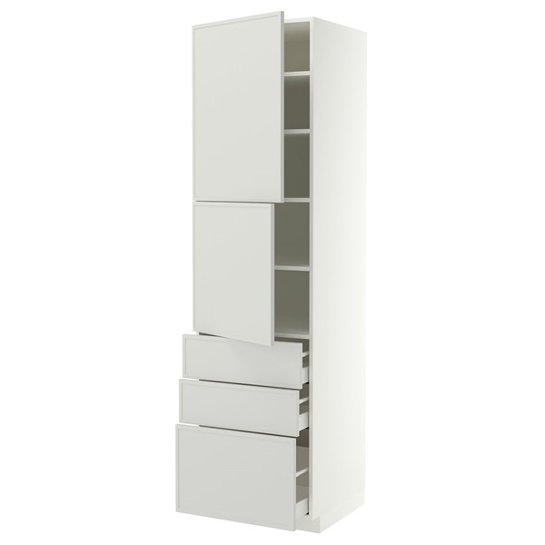 [IKEA/イケア/通信販売]METOD メトード / MAXIMERA マキシメーラ 御機嫌押し込み 扉2枚＋引き出し3個付き添い人, 白いこと/アスプウッデン ともし火薄墨色, 60x60x220 糎[13](a)(19604123)