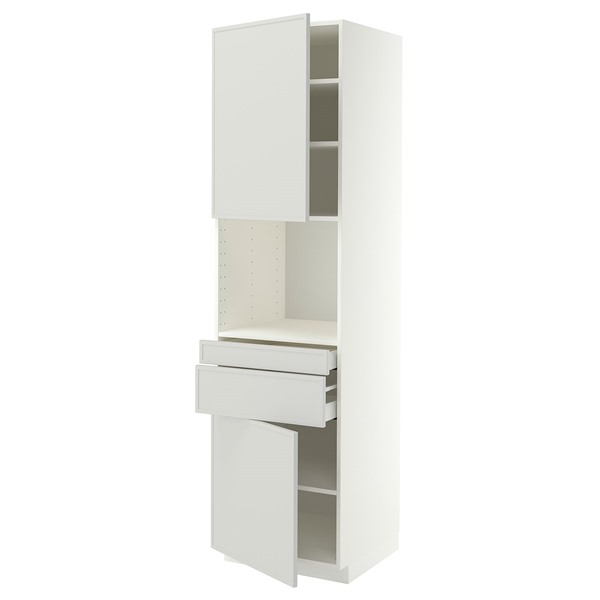 [IKEA/イケア/通販]METOD メトード / MAXIMERA マキシメーラ ハイキャビネット 電子レンジ用 引き出し2個/扉2枚付き, ホワイト/アスプウッデン ライトグレー, 60x60x220 cm[11](a)(49605550)｜WEBYセレクション　店