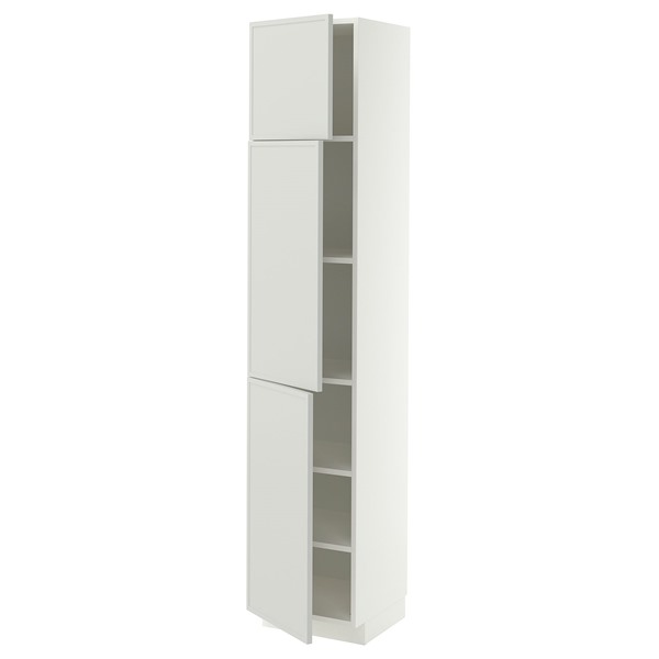[IKEA/イケア/通販]METOD メトード ハイキャビネット 棚板/扉3枚付き, ホワイト/アスプウッデン ライトグレー, 40x41x200 cm[9](a)(49606205)