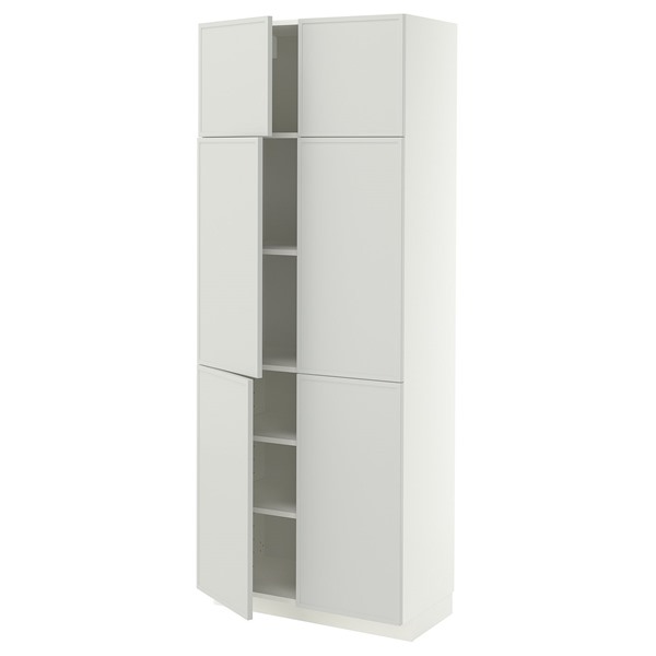 [IKEA/イケア/通販]METOD メトード ハイキャビネット 棚板/扉4枚付き, ホワイト/アスプウッデン ライトグレー, 80x41x200 cm[15](a)(59606276)