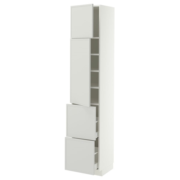 [IKEA/イケア/通信販売]METOD メトード / MAXIMERA マキシメーラ 御機嫌押し込み 扉2枚+抽き出し2段付き添い人, 白いこと/アスプウッデン ともし火薄墨色, 40x41x200 糎[11](a)(89605261)