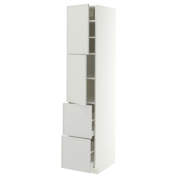 [IKEA/イケア/通信販売]METOD メトード / MAXIMERA マキシメーラ 御機嫌押し込み 扉2枚+抽き出し2段付き添い人, 白いこと/アスプウッデン ともし火薄墨色, 40x60x200 糎[11](a)(99604751)