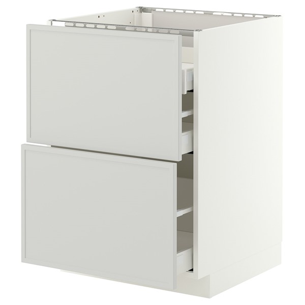 [IKEA/イケア/通信販売]METOD メトード / MAXIMERA マキシメーラ 軍事基地押し込み コンロ用/抽き出し向こう正面2枚/抽き出し3個, 白いこと/アスプウッデン ともし火薄墨色, 60x60x80 糎[8](a)(49605908)