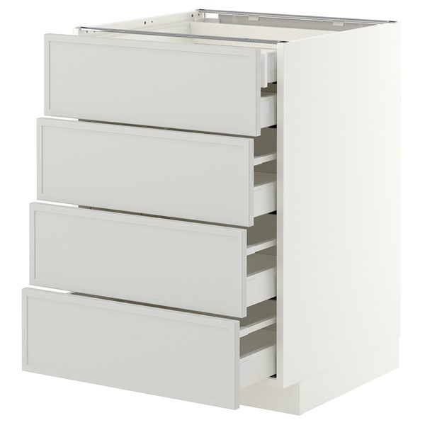 [IKEA/イケア/通販]METOD メトード / MAXIMERA マキシメーラ ベースキャビネット 引き出し前部4/引き出し低2/引き出し中3, ホワイト/アスプウッデン ライトグレー, 60x60x80 cm[11](a)(49605319)｜WEBYセレクション　店