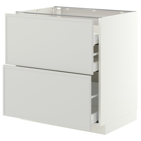 [IKEA/イケア/通信販売]METOD メトード / MAXIMERA マキシメーラ 軍事基地押し込み コンロ用/抽き出し向こう正面2枚/抽き出し3個, 白いこと/アスプウッデン ともし火薄墨色, 80x60x80 糎[8](a)(69605827)