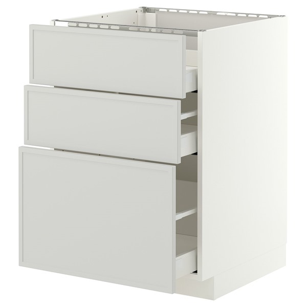 [IKEA/イケア/通信販売]METOD メトード / MAXIMERA マキシメーラ 軍事基地押し込み コンロ用/抽き出し向こう正面3枚/抽き出し3個, 白いこと/アスプウッデン ともし火薄墨色, 60x60x80 糎[8](a)(99604317)