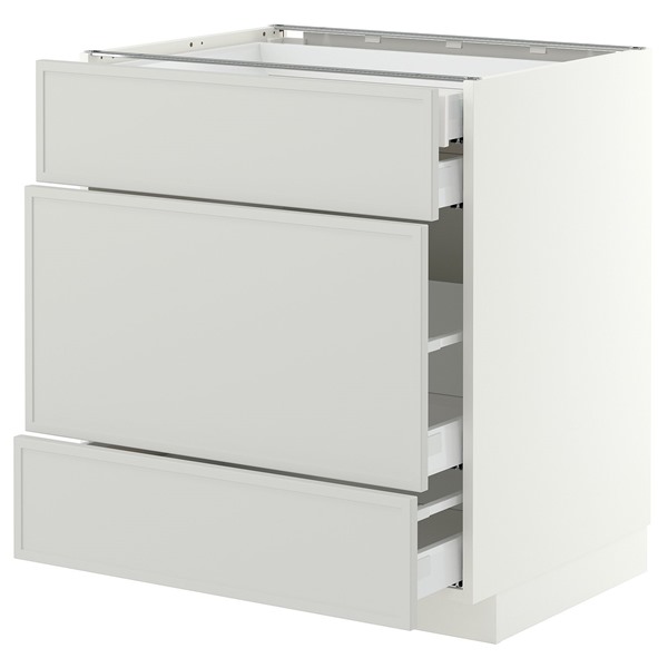[IKEA/イケア/通販]METOD メトード / MAXIMERA マキシメーラ ベースキャビネット 引き出し前部3枚/引き出し4個付き, ホワイト/アスプウッデン ライトグレー, 75x60x80 cm[9](a)(09606434) 75,981円