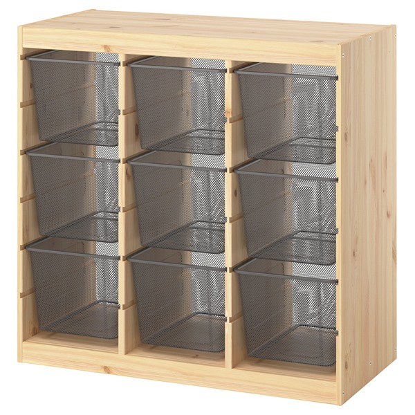 [IKEA/イケア/通販]TROFAST トロファスト 収納コンビネーション, ルームディバイダ―/ライトホワイトステインパイン ダークグレー, 93x44x91 cm[10](a)(99612708)