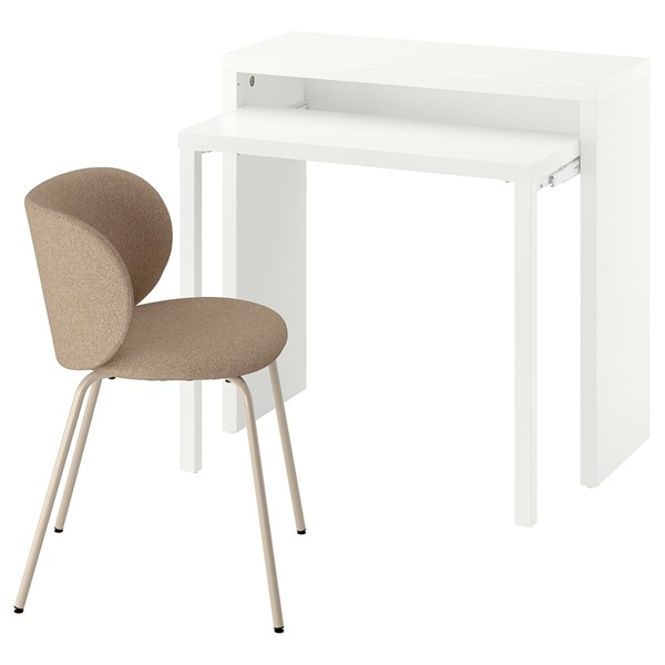[IKEA/イケア/通販]LANGDHOPP レングドホップ / KRYLBO クリルボー デスク&チェア, ホワイト/ダークベージュ[ED](99617329)
