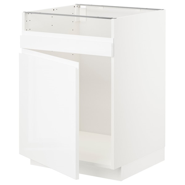 [IKEA/イケア/通販]METOD メトード ベースキャビネット HAVSEN/ハーヴセン シングルボウルシンク用, ホワイト/ヴォックストルプ ハイグロス/ホワイト, 60x60x80 cm[5](79451495)