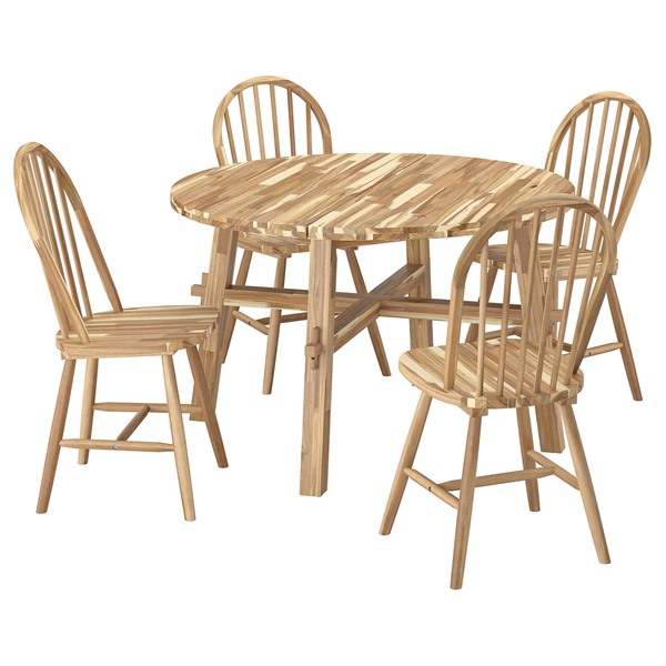[IKEA/イケア/通販]SKOGSTA スコグスタ / SKOGSTA スコグスタ テーブル＆チェア4脚, アカシア材/アカシア材, 120 cm[6](19612632)｜WEBYセレクション　店