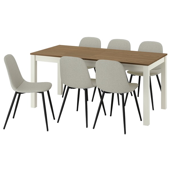 [IKEA/イケア/通販]ALHULT オールフルト / NORDMANSSKAR ノルドマンスシェール テーブル＆チェア6脚, ベージュ/ブラウン/トネルード グレー ブラック, 170/220x80 cm[14](09618489)｜WEBYセレクション　店
