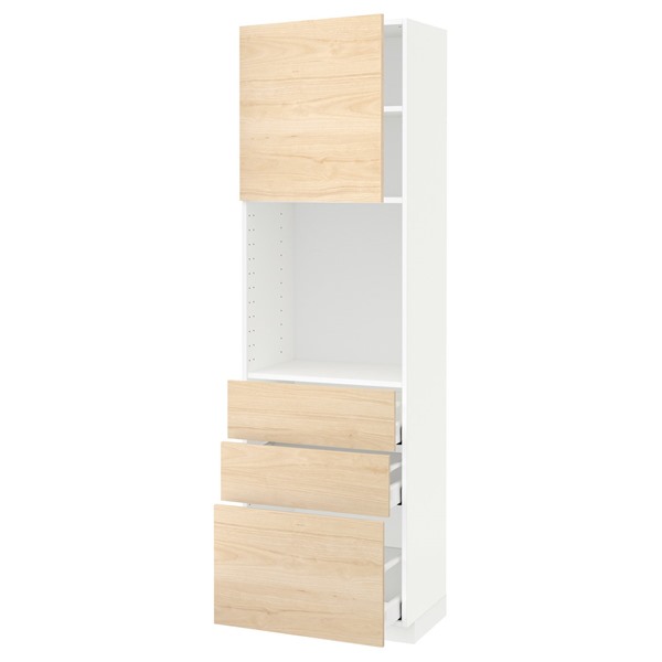 [IKEA/イケア/通信販売]METOD メトード / MAXIMERA マキシメーラ ご機嫌押し入れ 棚板/抽き出し3個付き添い人, 白いこと/アスケルスンド ライトアッシュ調, 60x41x200 珊[10](99471218)