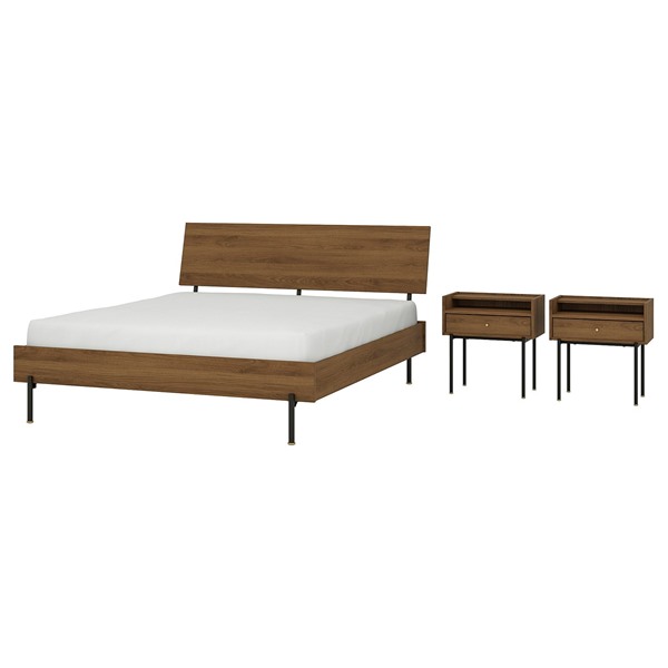 [IKEA/イケア/通販]RADMANSO ロードマンソー ベッドルーム家具3点セット, ブラウン ウォールナット調, 160x200 cm[6](49614446)