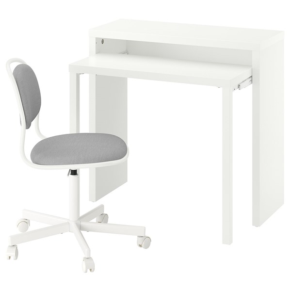 [IKEA/イケア/通販]LANGDHOPP レングドホップ / ORFJALL オルフィエル デスク&チェア, ホワイト/ライトグレー[3](19617880)