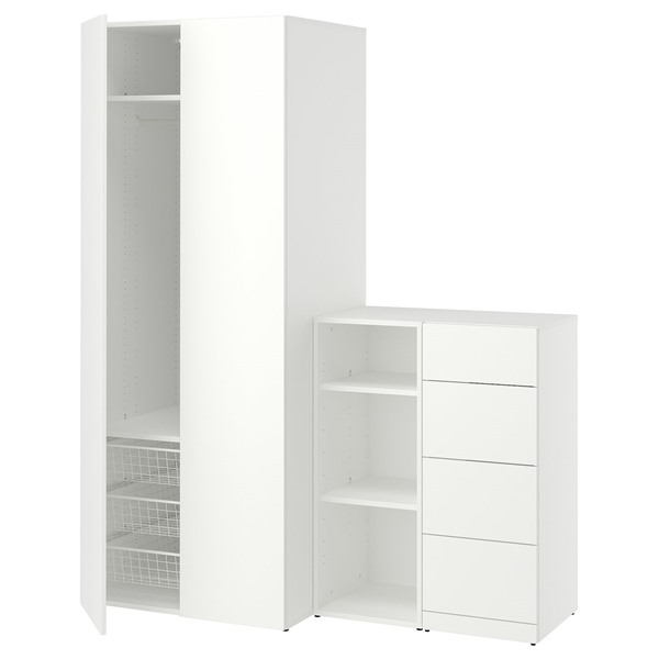 [IKEA/イケア/通信販売]LASTARE ラスタレ ワードローブコンビネーション, 白いこと, 160x62x200 糎[16](49603004)