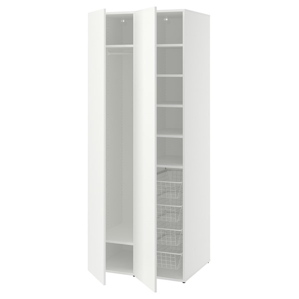 [IKEA/イケア/通信販売]LASTARE ラスタレ ワードローブコンビネーション, 白いこと, 80x62x200 珊[18](69603423)
