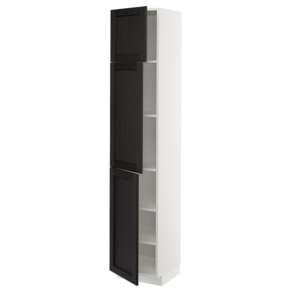 [IKEA/イケア/通信販売]METOD メトード ご機嫌押し入れ 棚板/扉3枚付き添い人, 白いこと/レルヒッタン ブラックステイン, 40x41x200 珊[9](99453021)